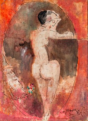 FRANCO ROGNONI (1913 - 1999) - La Taglioni 1972 Oil on canvas 73 x 54 cm Signed and dated lower 