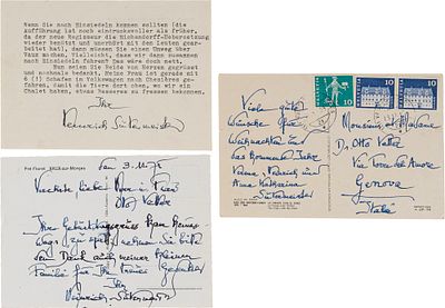 Heinrich Sutermeister, compositore - Lotto di tre cartoline con firma autografa - Heinrich 