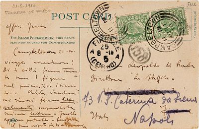 Francesco de Pinedo, aviatore e trasvolatore - Cartolina scritta e firmata di suo pugno - Francesco 