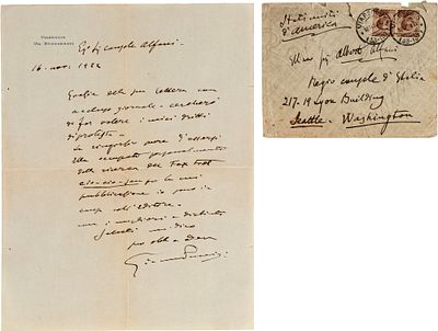 Giacomo Puccini - Lettera autografa al console Alberto Alfani - Giacomo Puccini - Lettera 