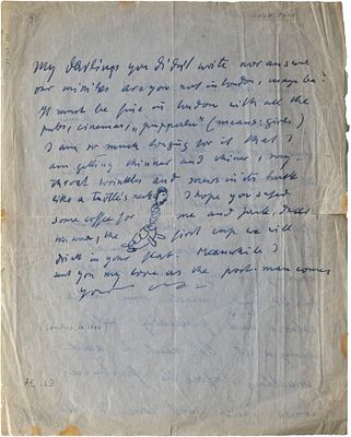 Kokoschka Oskar (1886 - 1980) - Lettera di due facciate, di cui una scritta e firmata dalla moglie Olda e una scritta e firmata dall'artista