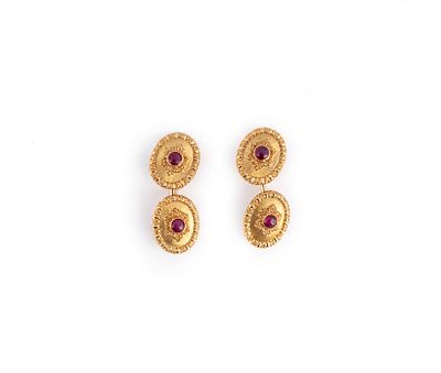 Buccellati, paio di gemelli in oro con rubini cabochon, 1960 ca - Buccellati, paio di gemelli in 