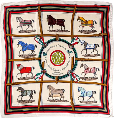 Foulard ' Couvertures et Tenues de Jour' - Herm&egrave;s Foulard ' Couvertures et Tenues de Jour' In seta 