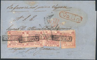 Antichi Stati Italiani - Napoli - Lettera del 5 marzo 1858 da Vallo per Genova con 1 gr. rosa chiaro