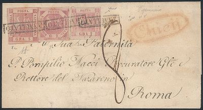 Antichi Stati Italiani - Napoli - 1&deg; giorno di Chieti (8&deg; giorno d'uso francobolli di Napoli)