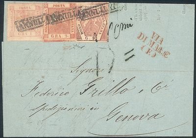 Antichi Stati Italiani - Napoli - Lettera con affrancatura tricolore - Antichi Stati Italiani - 