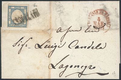Antichi Stati Italiani - Province Napoletane - Lettera con bollo Annullato senza cartiglio - Antich 