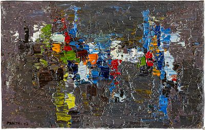 Senza titolo - IDEO PANTALEONI (1904 - 1993) Senza titolo 1957 Olio su tela applicata su pannello 