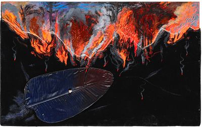 Montagne di carezze - SILVIO MERLINO (1952) Montagne di carezze 1990 Olio e applicazioni su tela 