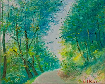 Strada a Lugano - UMBERTO LILLONI (1898 - 1980) Strada a Lugano 1966 Olio su tela 40 x 50 cm 