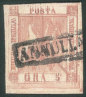 Antichi Stati Italiani - Napoli - 1858 - Doppia stampa - 5 grana (8) - Antichi Stati Italiani - 