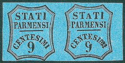 Antichi Stati Italiani - Parma - 1857 - Non Emessi - Coppia del 9 cent (2A/2Ab - segnatasse giornali)