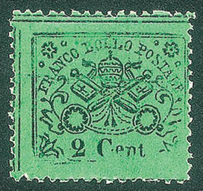 Antichi Stati Italiani - Stato pontificio - 1868 - 2 cent (Sassone 22da variet&agrave;) - Antichi 