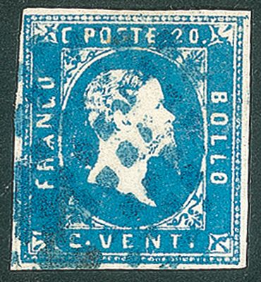 Antichi Stati Italiani - Sardegna - 20 cent (2h) - celeste scuro) - Antichi Stati Italiani - 