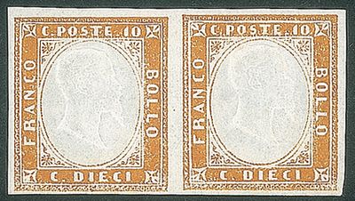 Antichi Stati Italiani - Sardegna - 1862 - 10 cent arancio ocra (14De) - Antichi Stati Italiani - 