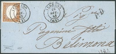 Antichi Stati Italiani - Sardegna - Bella letterina con 10 cent (14E) - Antichi Stati Italiani - 