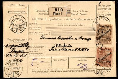 Occupazioni I guerra mondiale - Fiume - Occupazioni I guerra mondiale - Fiume Bollettino pacchi 