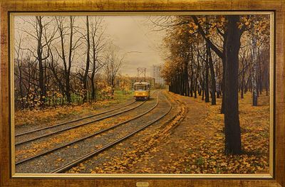 Лушпин Е. Л. "Осенний пейзаж с трамваем" 2003 г.
холст, масло
. Лушпин Евгений Леонидович (род. 