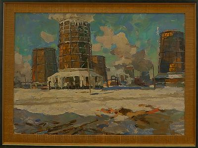 без подписи "Доменные печи.Снег" 
картон, масло. Экспертиза не проводилась. 
Атрибутируется 