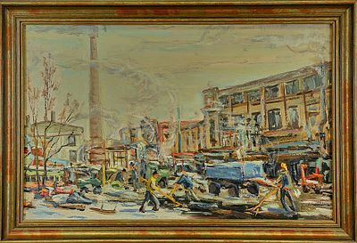 Платонов Е.Г. " Субботник.Завод Калибр " 1980г.
картон, масло. Платонов Евгений Георгиевич (род. 