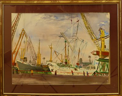 Линдин С.И. "Одесса с Морского вокзала" 19.05.1972г
акварель (под стеклом) . Линдин Михаил 