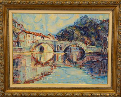 "Драгана Б. Стеванович (Dragana B. Stevanović) Черногория 
"Старый каменный мост"
холст, масло. Д 