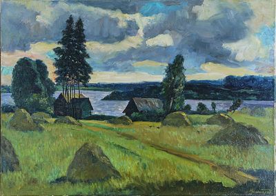 Мамонтов А.П. "Пейзаж с копнами" 2002г.
холст, масло. Александр Павлович Мамонтов (1928–2013) — 