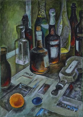 Богданов А.И. "Бутылочный натюрморт" 2012г.
холст, масло. Анатолий Иванович Богданов (род. 