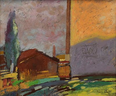 Медведев С.Г. "Венгрия. Стена" 2005г. 
холст, масло, золото. Медведев Сергей Геннадьевич 