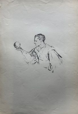 [Архив Герты Неменовой] Неменова Г.М. «Портрет молодого человека с мячом», 1960-е гг.. Бумага 