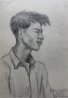 [Архив Т. Полетика] Т. Полетика «Аральское море. Кореец», 1958 г. Бумага, графитный карандаш. Та 