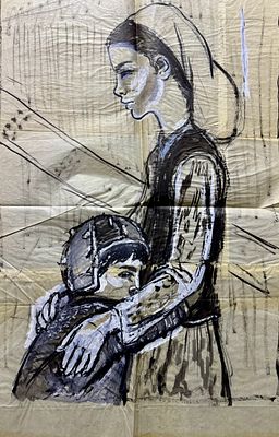 [Архив Т. Полетика] Т. Полетика «Мать», 1950-е гг. Калька, гр. карандаш, тушь, белила. Тамара 