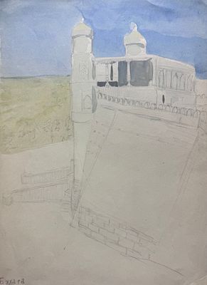 [Архив Т. Полетика] Т. Полетика &laquo;Бухара&raquo;, 1950-е гг. Бумага, гр. карандаш, акварель. Тамара 