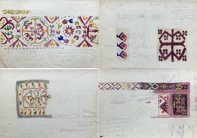 [Архив Т. Полетика] Сборный лот. 4 шт. Эскизы орнаментов Средней Азии. 1970-е гг. 
1. 