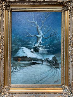 Зайцев Н. &laquo;Зимний пейзаж&raquo;, 1892 г. Холст, масло. Размер: 79х54,8 см. Зайцев Н. &laquo;Зимний пейзаж&raquo; 