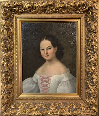 Н.Х. &laquo;Портрет девушки&raquo;. Россия, XIX в. Холст, масло. Размер: 49х38,5 см. Неизвестный художник 