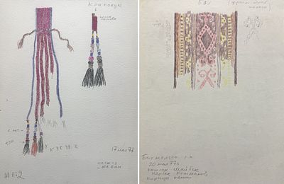 [Архив Т. Полетика] Сборный лот. 2 шт. Эскизы орнаментов Средней Азии. 1977 г. 
1. Кын попук. 