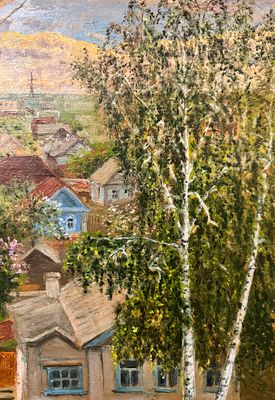 Литенко Л.Т. &laquo;Пейзаж с крышами&raquo;. СССР, 1960-1970-е гг. Картон, масло. Размер: 43х30 см. Литенко 