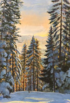 Литенко Л.Т. &laquo;Зимний пейзаж&raquo;. СССР, 1960-1970-е гг. Бумага, пастель. Размер: 44,2х30,5 см. Литен 
