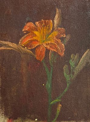 Литенко Л.Т. &laquo;Лилия&raquo;. СССР, 1970-е гг. Картон, масло. Размер: 26,3х19,7 см. Литенко Леонид 