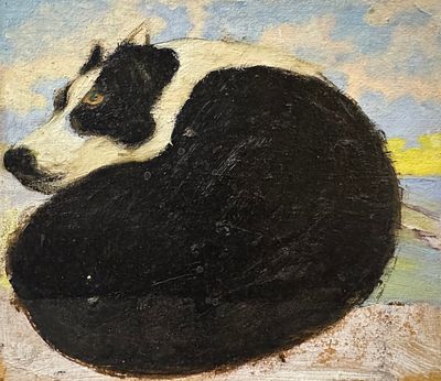Литенко Л.Т. &laquo;Собака&raquo;. СССР, 1970-е гг. Картон, масло. Размер: 25,5х22 см. Литенко Леонид 