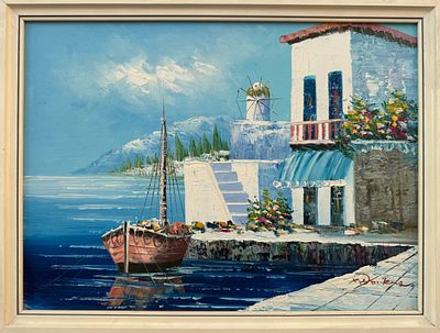 Н.Х. &laquo;Средиземноморский пейзаж&raquo;. Европа, 2000–е гг. Оргалит, масло. Неизвестный художник 
