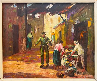 S. Agelvis &laquo;Полицейский в трущобах&raquo;, 2000-е гг. Холст на оргалите, масло. Размер: 73,5х62,5 см. S 