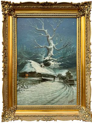 Зайцев Н. &laquo;Зимний пейзаж&raquo;. Россия, 1892 год. Холст, масло. Размер: 79х54,8 см. Зайцев Н. 