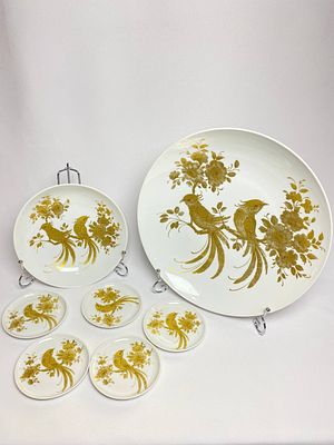 Винтажный фарфоровый набор из коллекции "Мелодия" с изображением Райских птиц. Производство 
