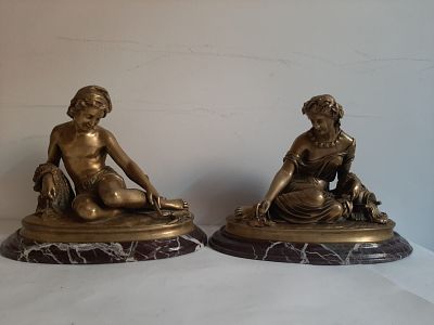 Скульптор Joseph Duret /1804 - 1865/ 
статуэтка влюбленная пара 