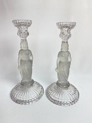 Пара хрустальных подсвечников с ручной доработкой, производство Бельгия Val Saint Lambert. 