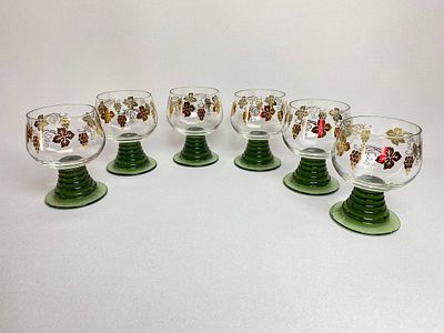 Набор бокалов 6шт. Р&euml;мер, производство Германия. Материал цветное стекло, позолота. Время 