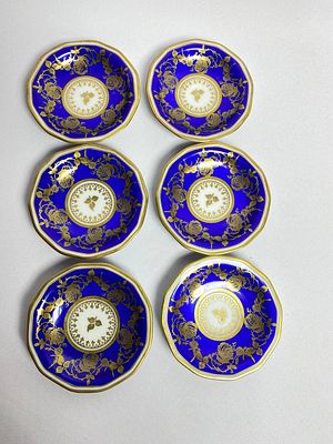 Кобальтовые блюдца -тарелочки с позолотой, производство Германия мануфактура Schwarzenhammer. 