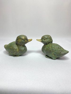 Антикварные бронзовые утки 2 шт. с ручной доработкой. Производство Германия, первая половина 